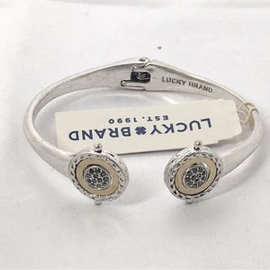Lucky Brand, Flip It Reverse It, Silver And Gold Hinged Cuff Bracelet, N…